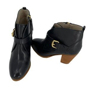 Boden Carlisle‎ Ankle Bootie Black Leather 3" Block Heel Women Size 37